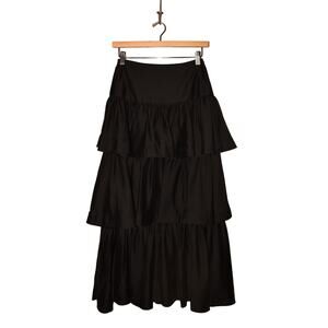 ANTONIO MELANI NEW $199 Black Ruffle Tiered Elvira Midi Skirt Size 0